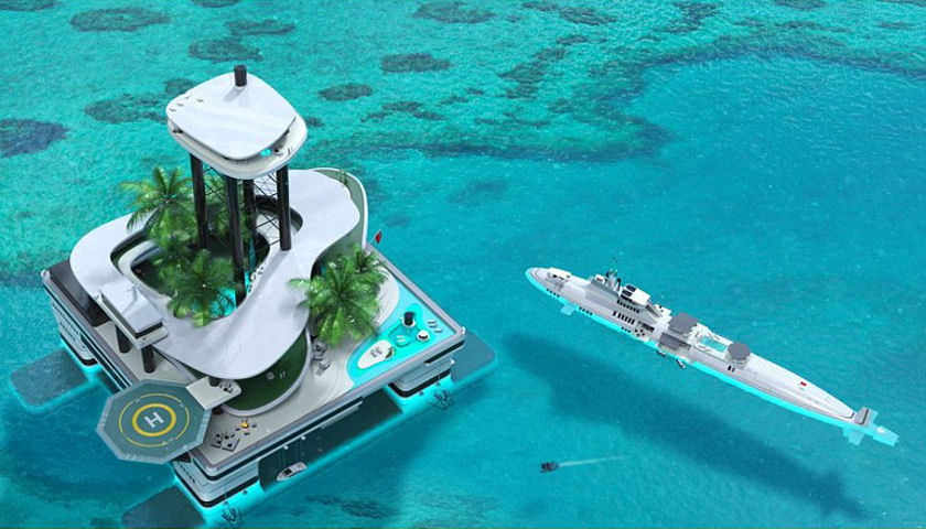 Migaloo Private Submersible Yacht and Floating Island