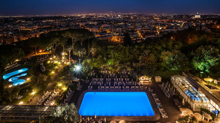 Rome Cavalieri pool night