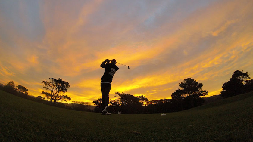 golfer sunset